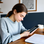 Focused Study**

A young woman studying barista materials at a bright, clean desk. She is fully clothed in comfortable, modest attire, perhaps a sweater and jeans. Books, notes, and a tablet displaying coffee-related information are visible. Background: a cozy, minimalist room. Perfect anatomy, natural pose, well-formed hands, proper finger count. Safe for work, appropriate content, professional study environment, fully clothed.

**