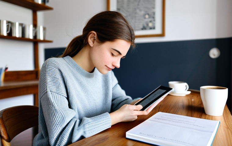 Focused Study**

A young woman studying barista materials at a bright, clean desk. She is fully clothed in comfortable, modest attire, perhaps a sweater and jeans. Books, notes, and a tablet displaying coffee-related information are visible. Background: a cozy, minimalist room. Perfect anatomy, natural pose, well-formed hands, proper finger count. Safe for work, appropriate content, professional study environment, fully clothed.

**