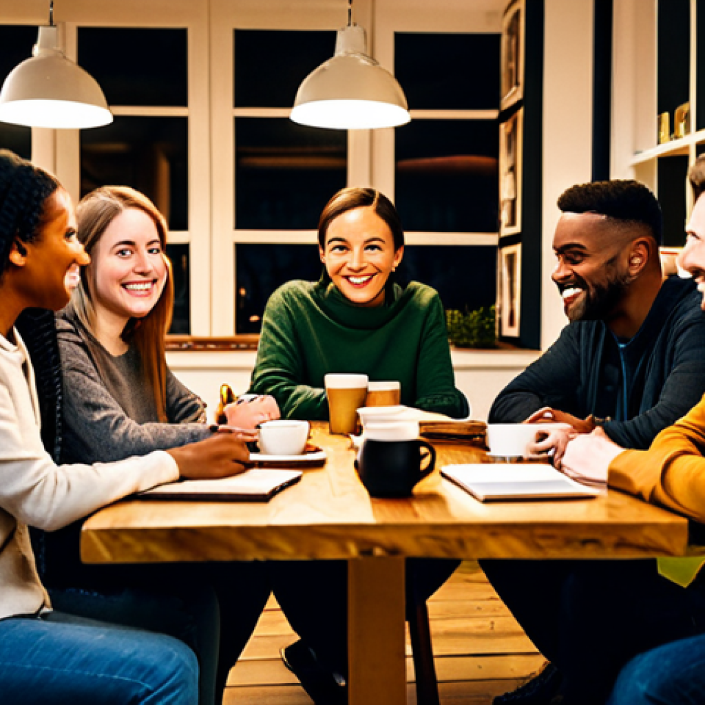 바리스타 자격증 대비 스터디 그룹 - Study Group Meetup**

"A diverse group of friends studying together at a cozy cafe, fully clothed, a...