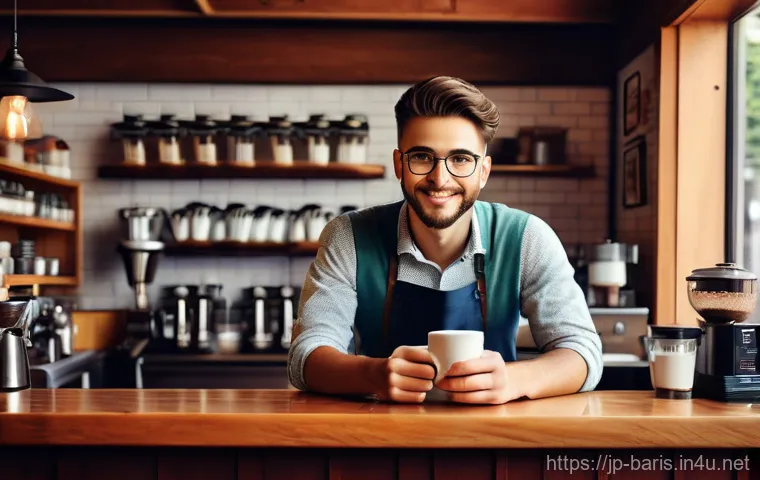 바리스타 이직 성공 사례 - Here are three detailed image prompts in English, adhering to your guidelines: